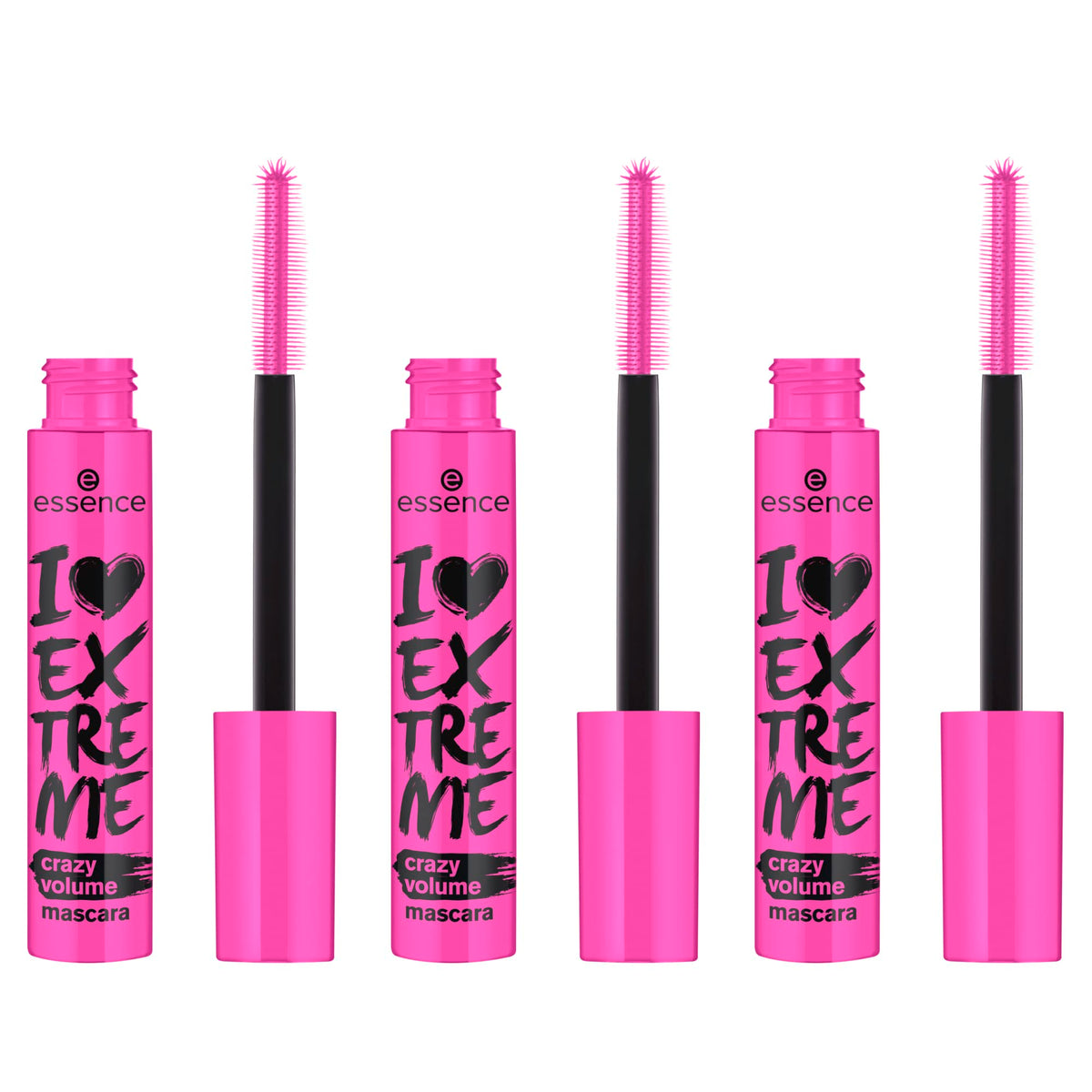 essence I Love Extreme Crazy Volume Mascara pack 3 tube front for bold lashes