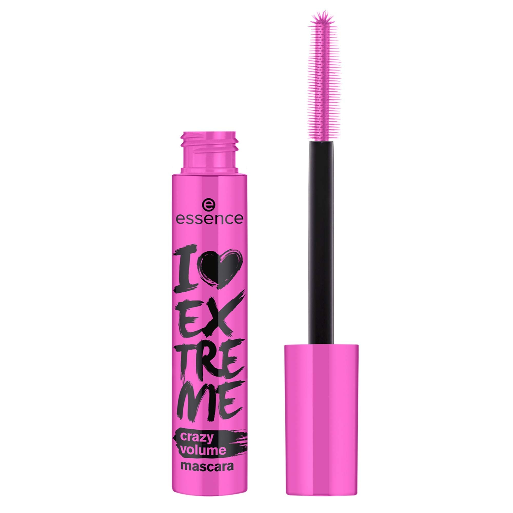 essence I Love Extreme Crazy Volume Mascara wand closeup for dramatic definition
