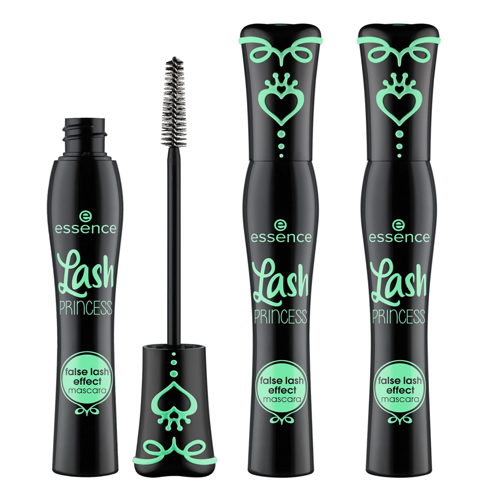 essence lash-princess mascara 3-pack on shelf highlights eco-friendly packaging options