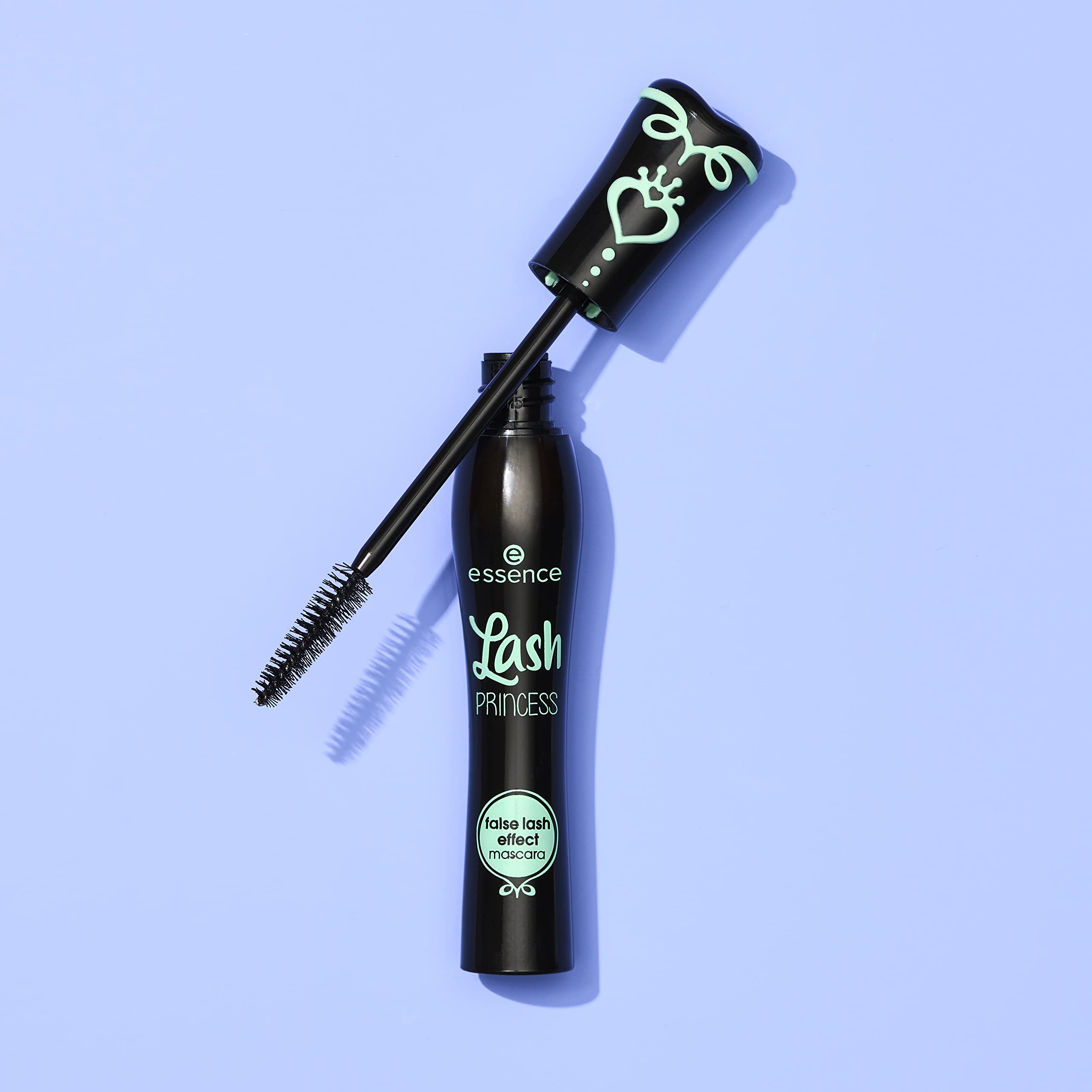 Essence Lash Princess tube open tip showing wand insertion and hygienic design benefit