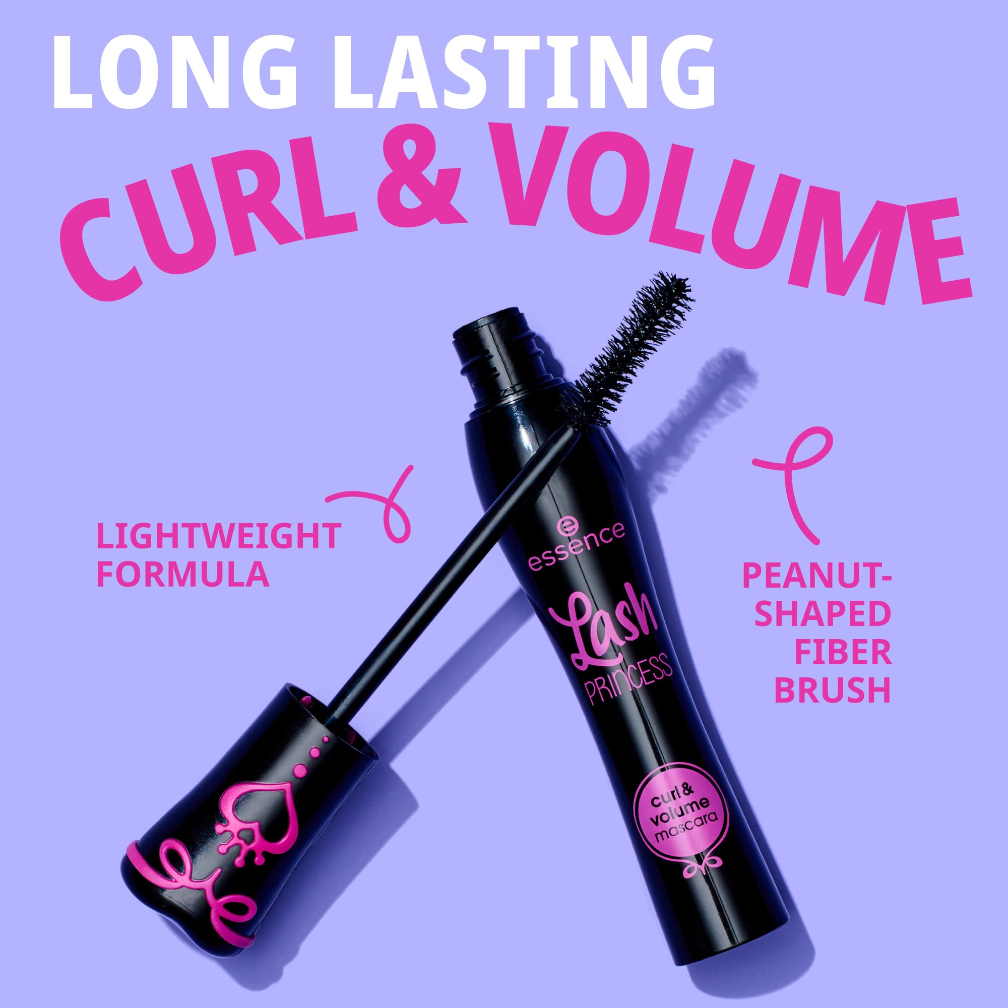 Close-up of Essence Lash Princess wand showing precise wiggle technique