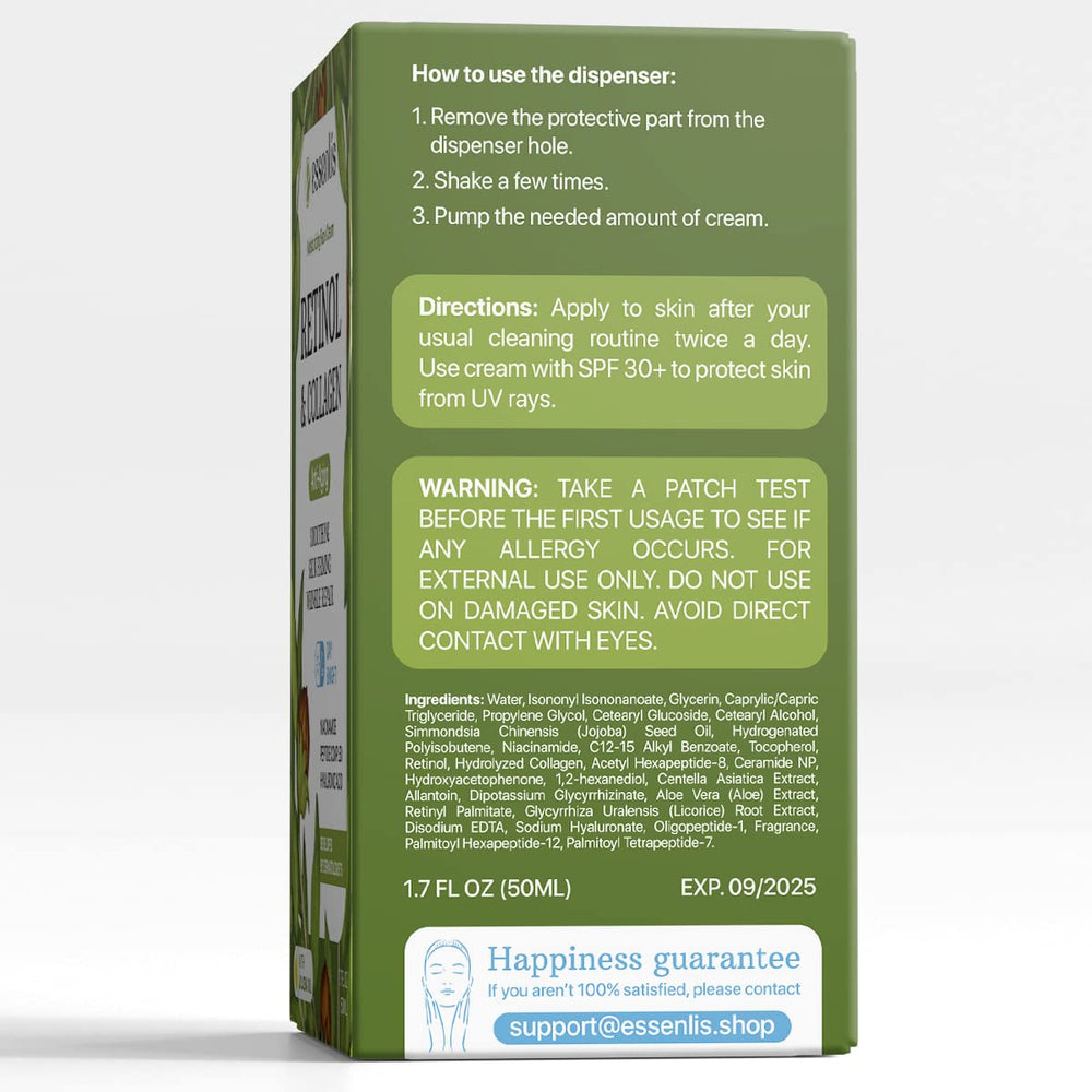 ESSENLIS Retinol Cream in use supports a simple daily skincare routine