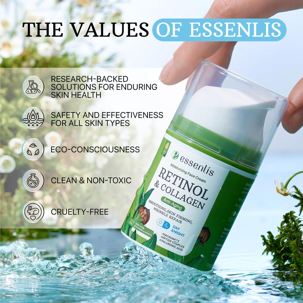 ESSENLIS Retinol Cream with natural oils supports balanced, supple skin