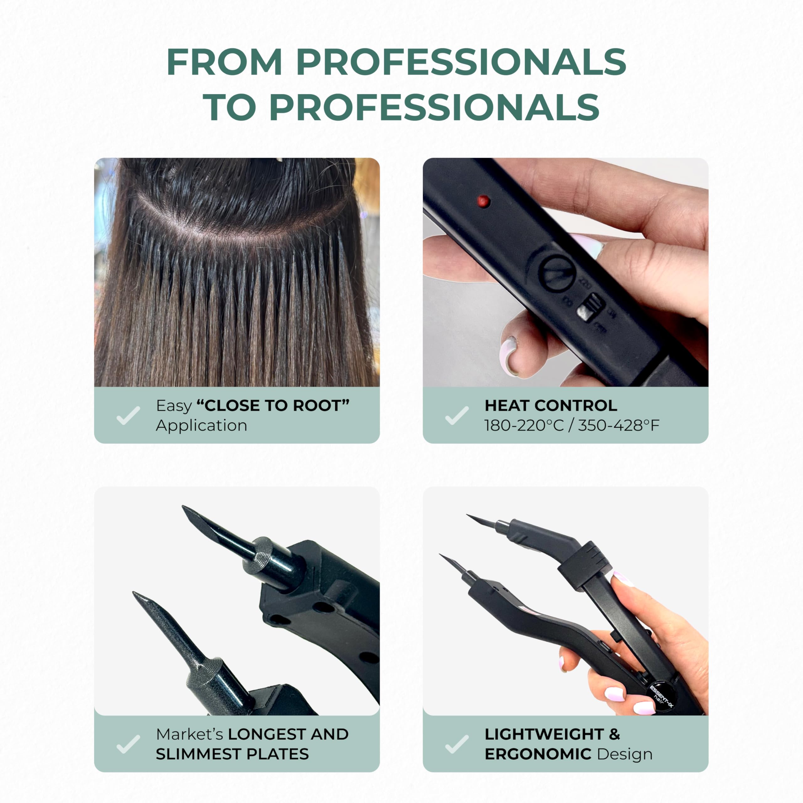ESSENT-IX adjustable temperature dial supports safe use across hair types.