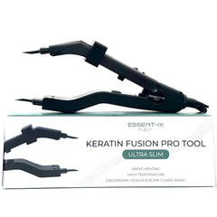 ESSENT-IX keratin fusion tool with slim long plates enables precise root access for clean bonds.