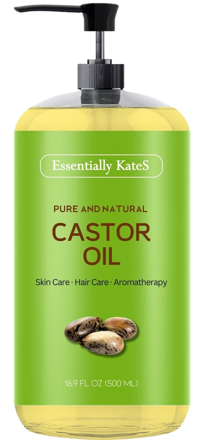 Essentially KateS Castor Oil 16oz bottle pour for nourishing hair and scalp.