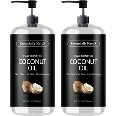 Essentially KateS fractionated coconut oil bottle no scent ideal for skin hydration and daily care.