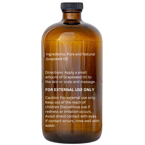 Essentially KateS Grapeseed Oil glass bottle highlights hexane-free, cold-pressed formula for skin and hair nourishment.