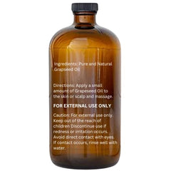 Essentially KateS Grapeseed Oil glass bottle highlights hexane-free, cold-pressed formula for skin and hair nourishment.