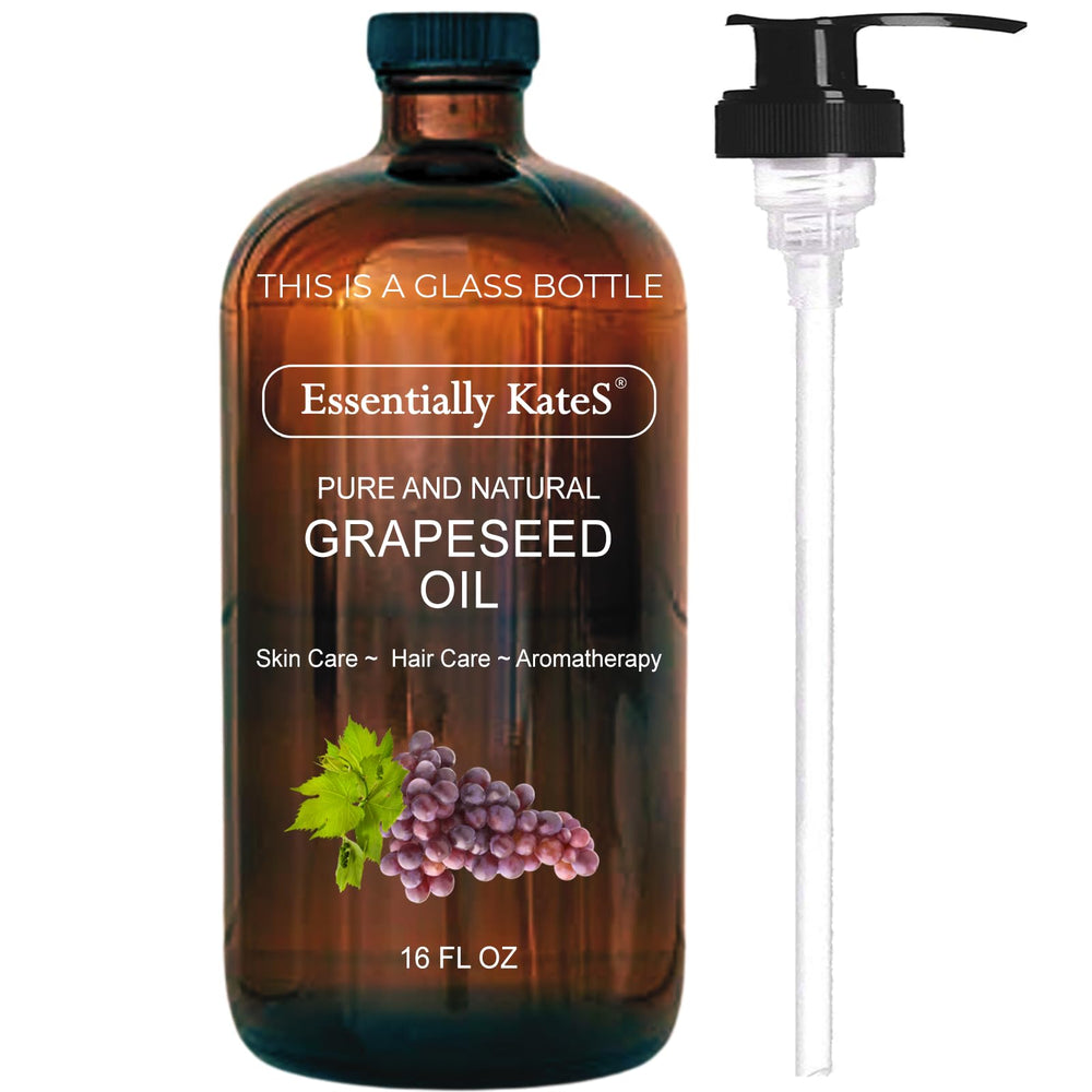 Essentially KateS Grapeseed Oil pump bottle provides easy skin and hair hydration.