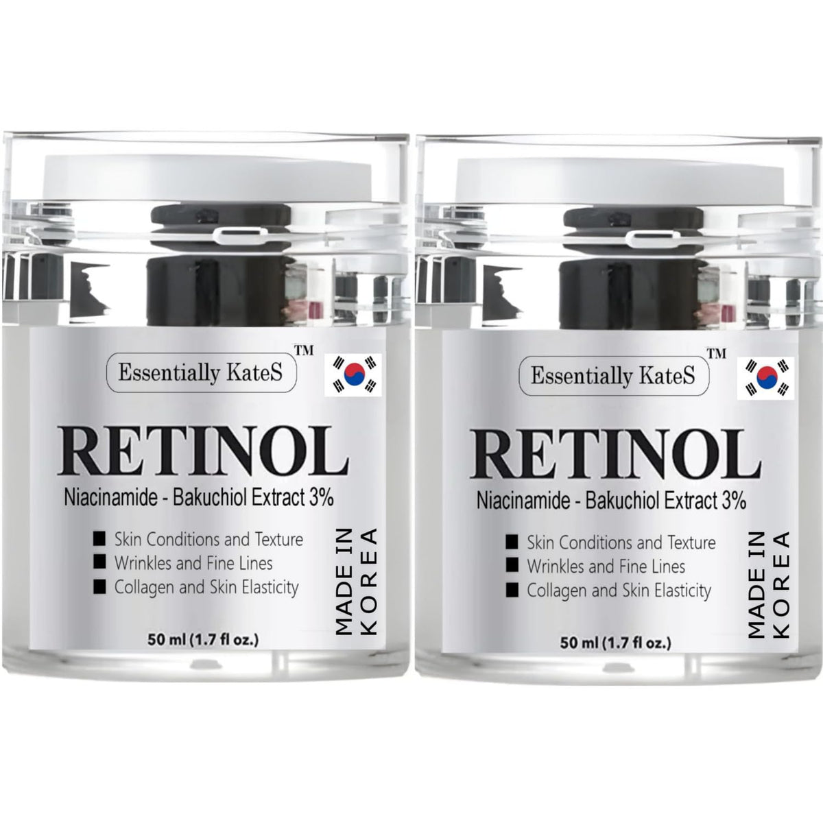 Essentially KateS Retinol Moisturizer Cream on face for smooth, hydrated skin.