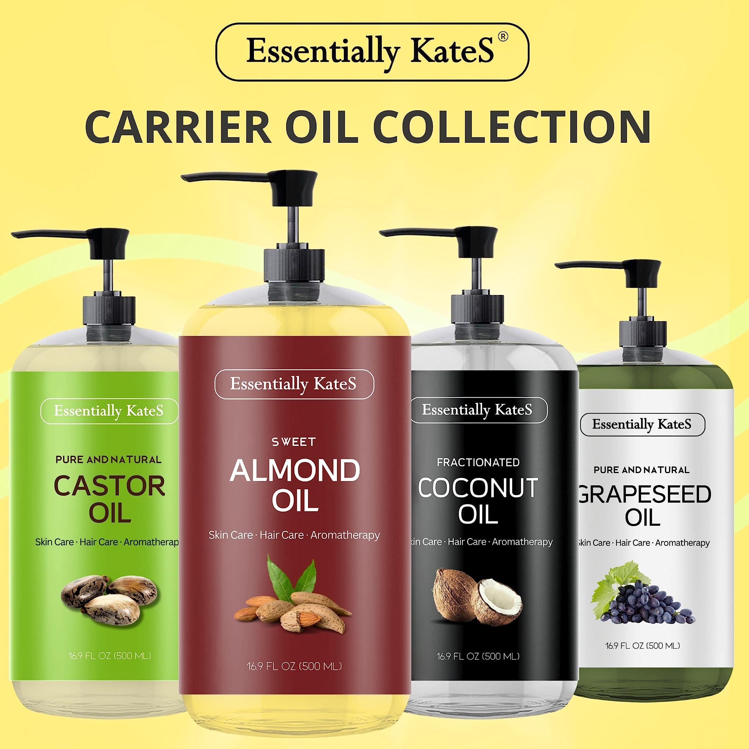 Essentially KateS Sweet Almond Oil ingredients with Vitamin E for nourishment.