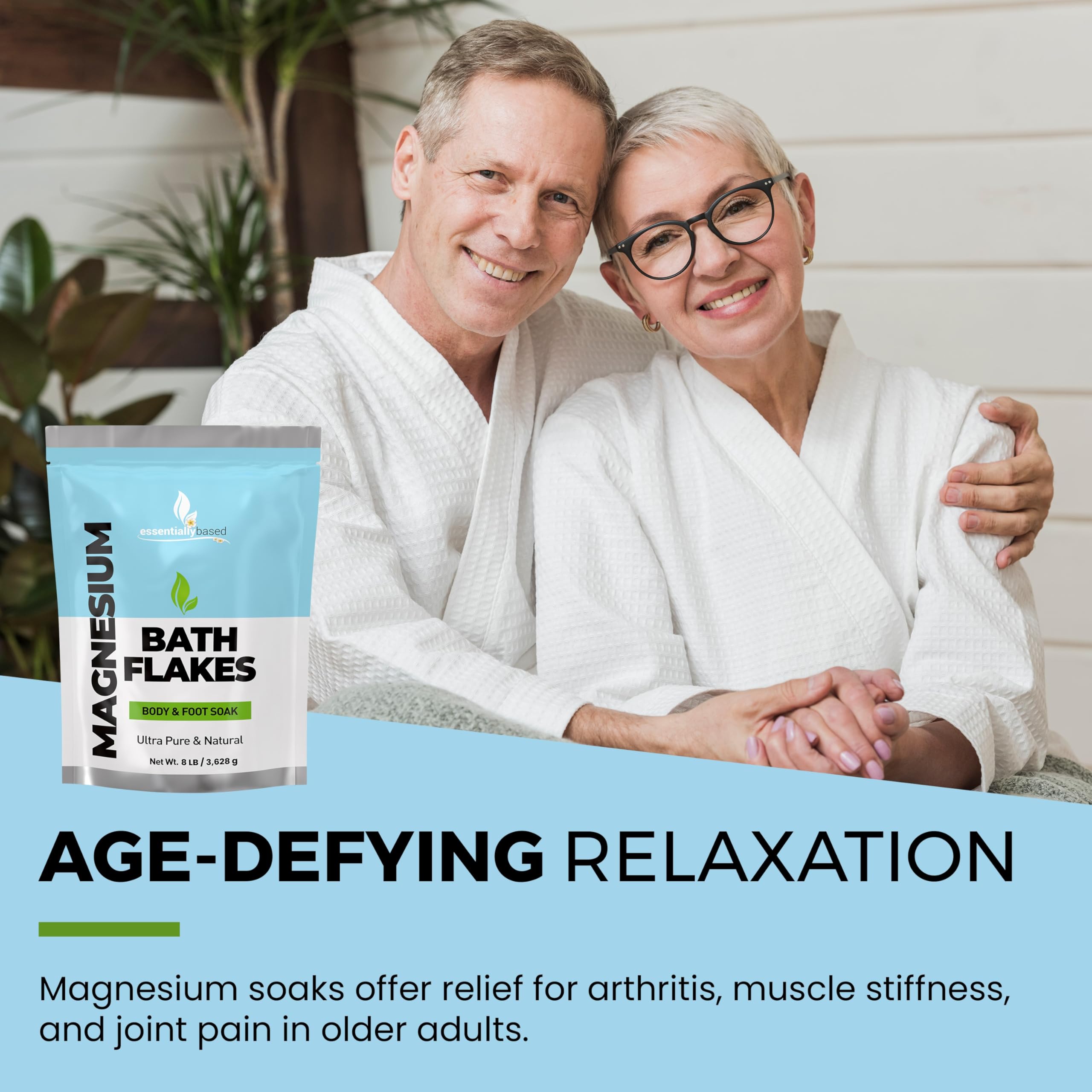 essentiallybased magnesium flakes dissolving in water for quick soothing soak