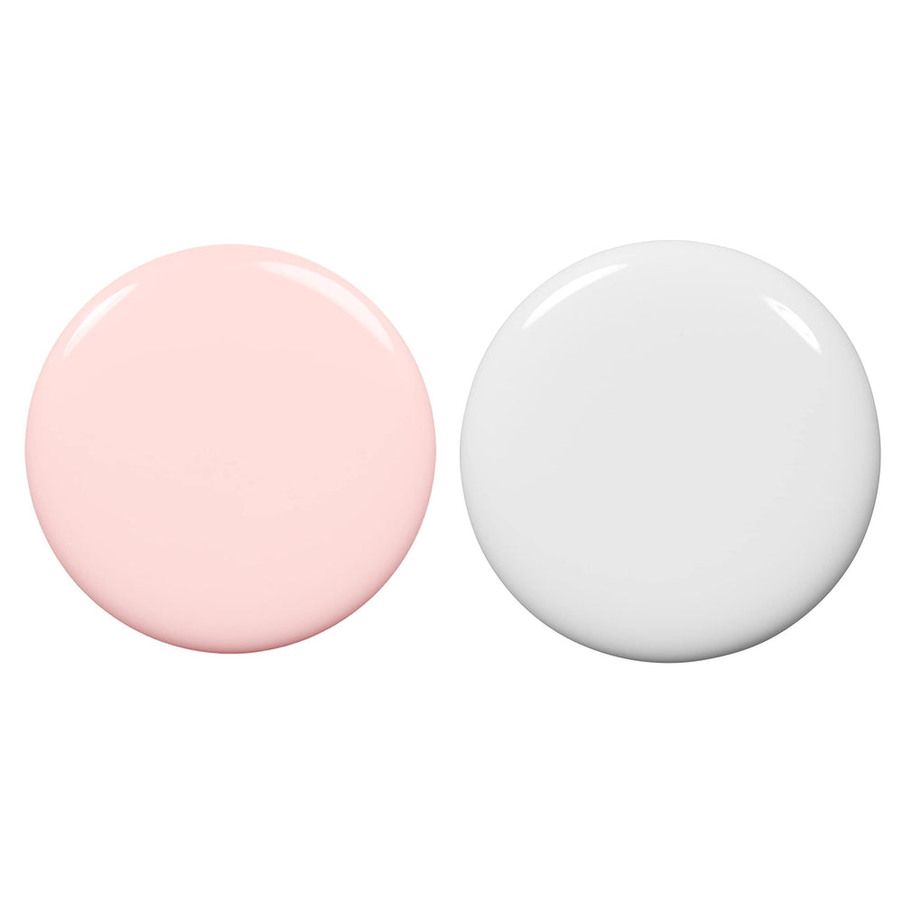 essie Ballet French Manicure Kit Blanc and Ballet Slippers close-up showcases sheer pink base and crisp white tips.