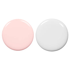 essie Ballet French Manicure Kit Blanc and Ballet Slippers close-up showcases sheer pink base and crisp white tips.