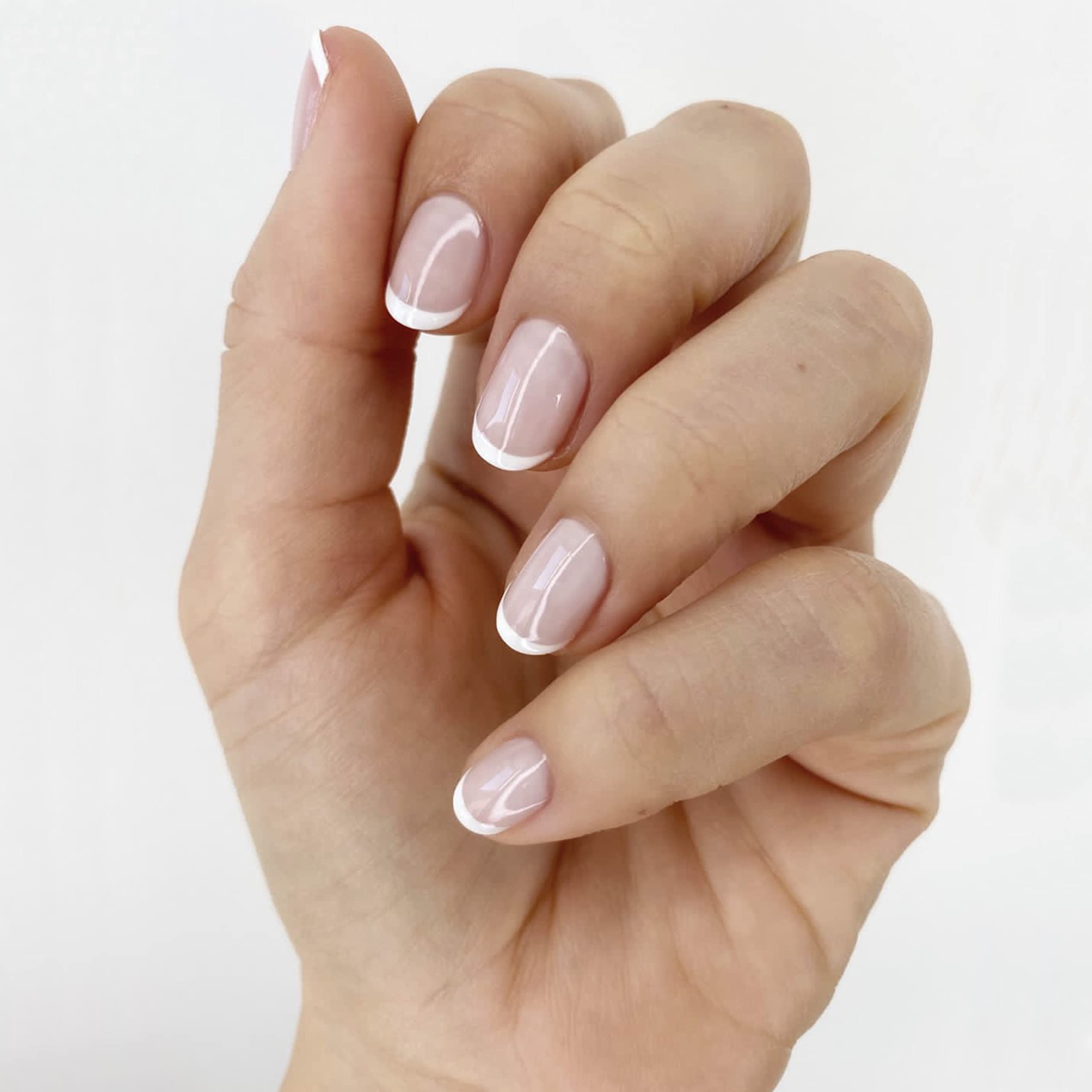 essie Ballet Slippers on nails highlights silky formula and effortless glide for a clean manicure.