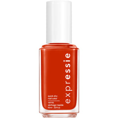 essie Expressie bright red bottle closeup showcasing fast-drying cream finish