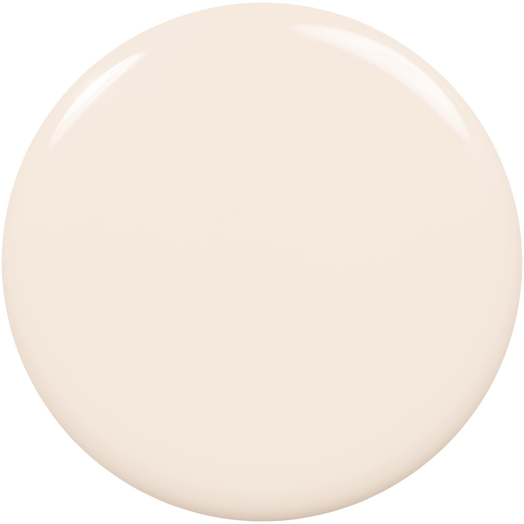 Essie Expressie egg-shell-white quick-dry polish shows simple, on-trend manicure
