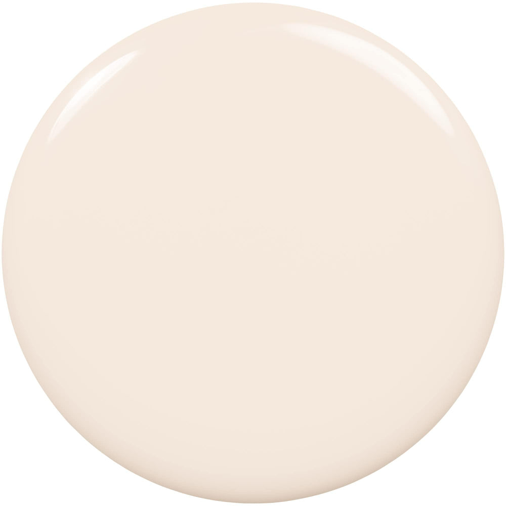 Essie Expressie egg-shell-white quick-dry polish shows simple, on-trend manicure