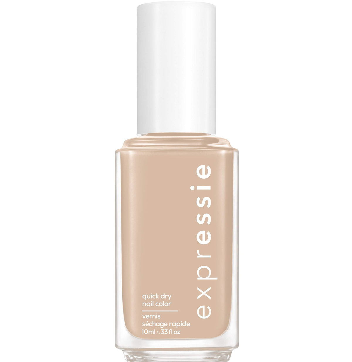 essie expressie millennium momentum bottle front showing quick-dry beige cream formula.