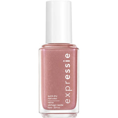 Essie Expressie quick-dry polish in Checked In nude pink with shimmer for fast touch-ups.