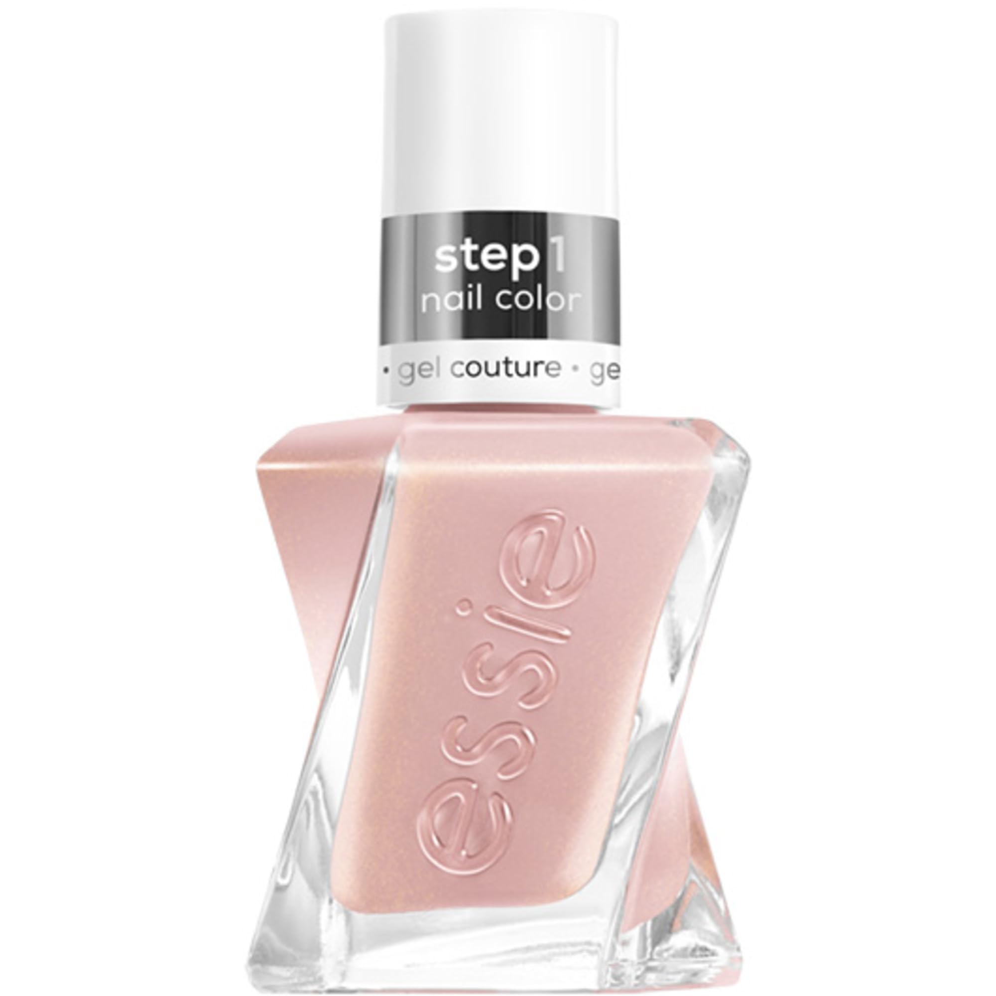 Essie Gel Couture Last Nightie bottle in beige-nude with shimmer for day-to-night wear.