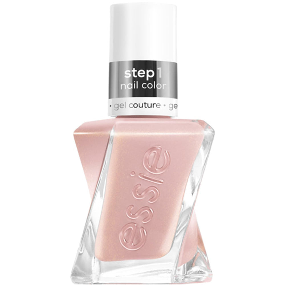Essie Gel Couture Last Nightie bottle in beige-nude with shimmer for day-to-night wear.