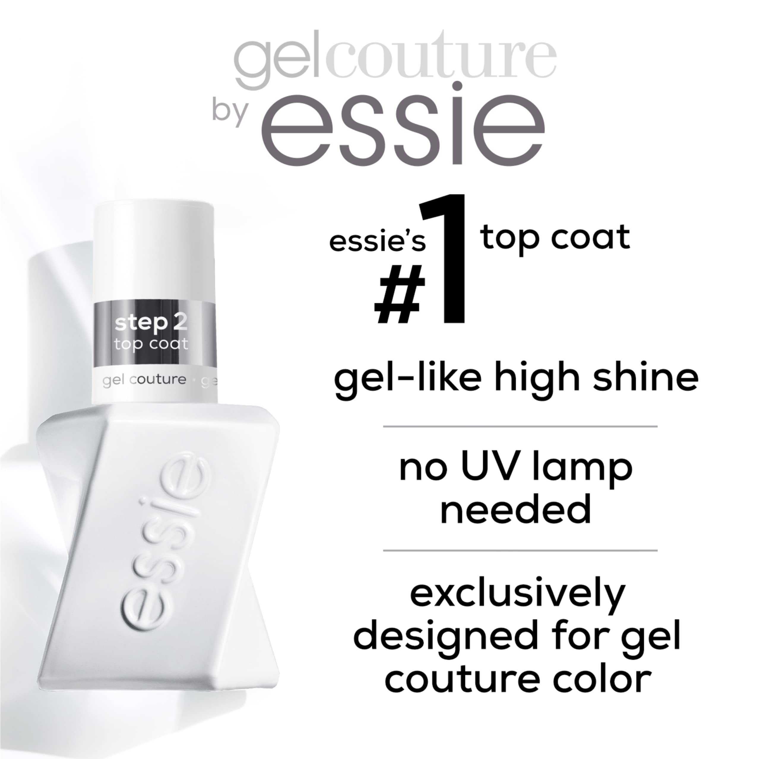 essie Gel Couture no-base-coat-needed closeup highlights simplified home manicure