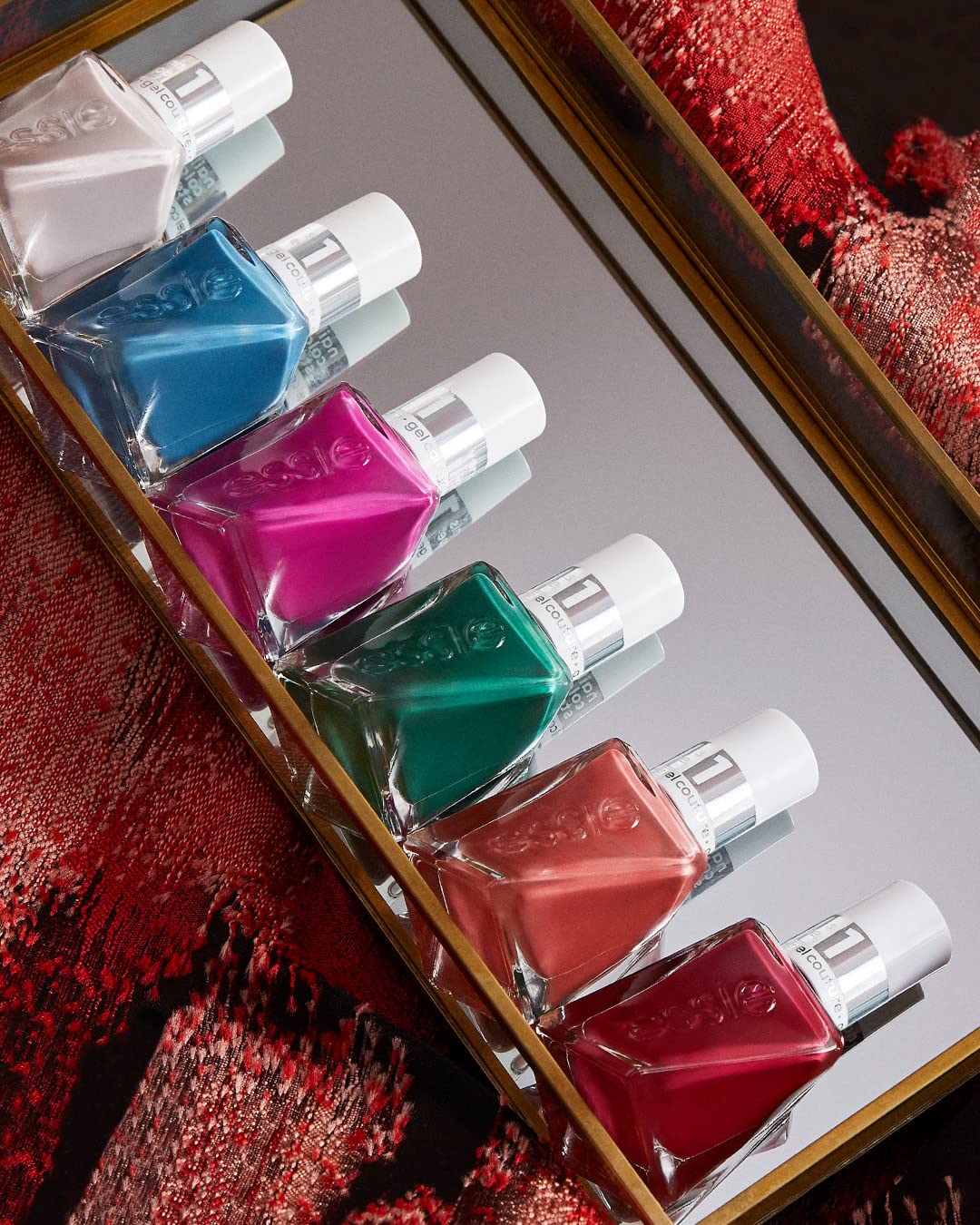 essie gel couture packaging box on display for travel-friendly manicure
