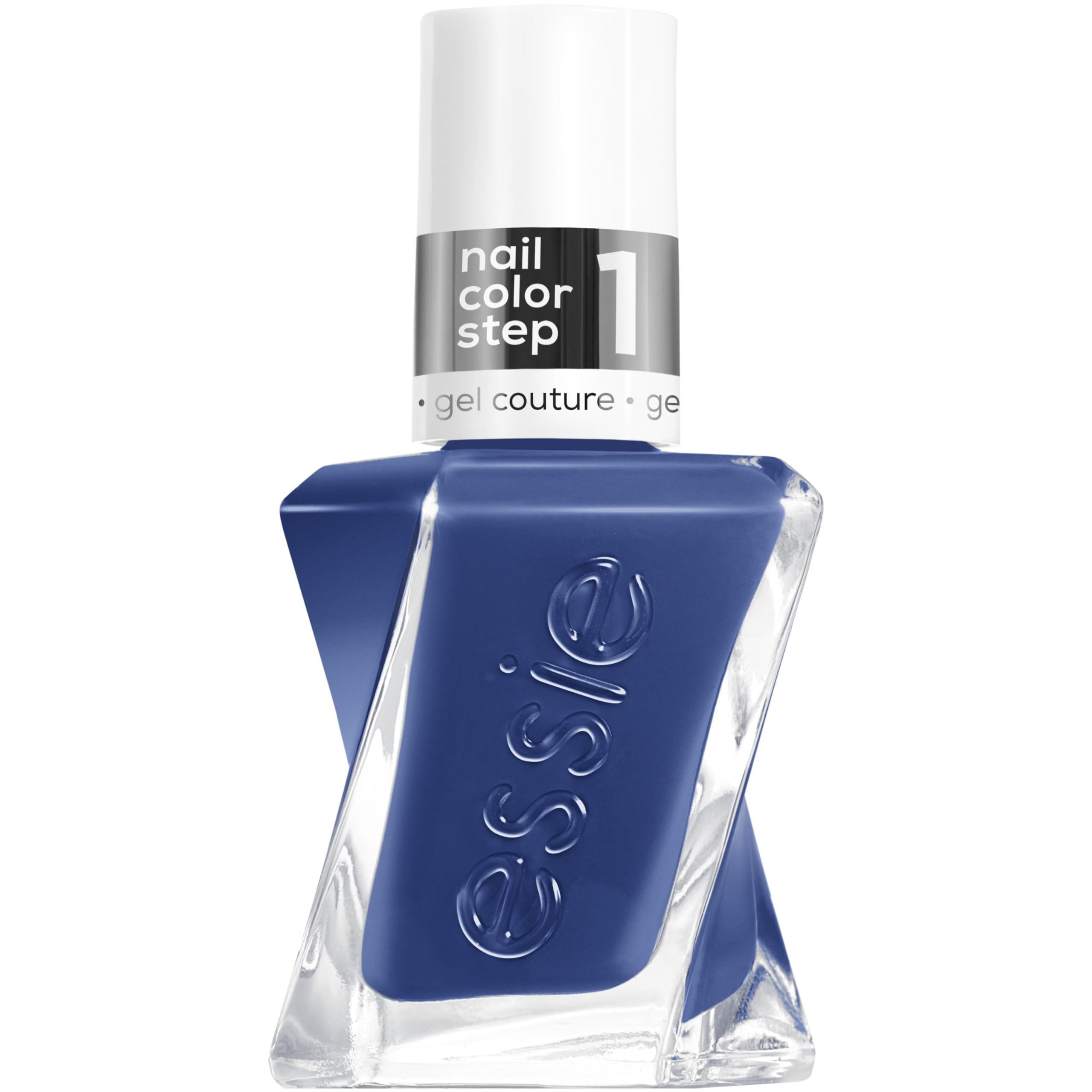 essie gel couture blue bottle shows gel-like shine for long wear
