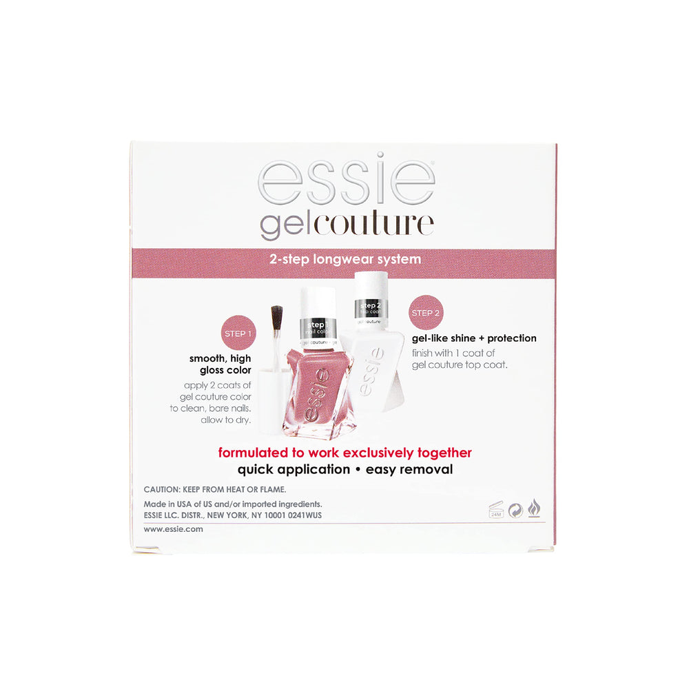 essie Gel Couture top coat shine image emphasizes gel-like gloss without lamp
