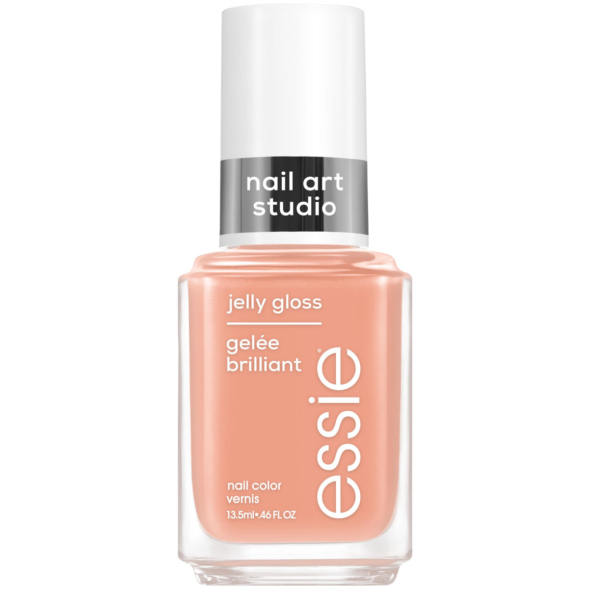essie jelly gloss bottle closeup highlights sheer, buildable color for layered nail art.