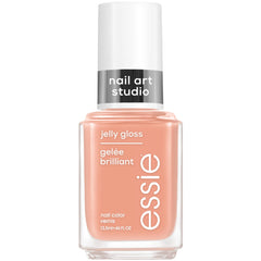 essie jelly gloss bottle closeup highlights sheer, buildable color for layered nail art.
