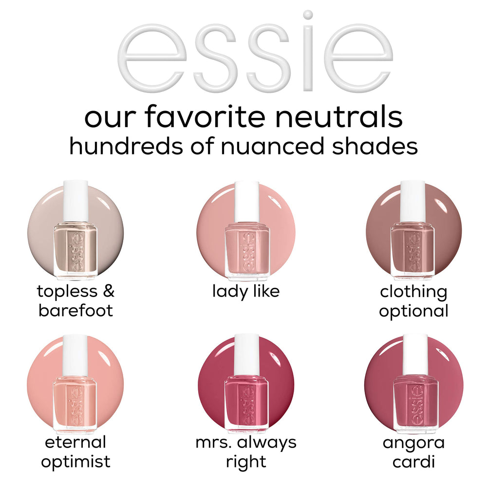 essie Nail Polish Glossy Shine Finish on nails highlights durable, glossy coverage.