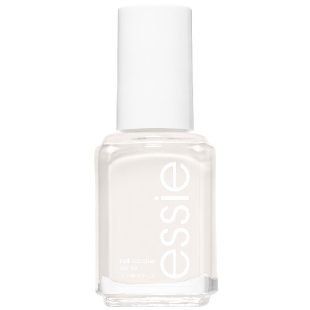 essie tuck it in my tux bottle closeup with glossy ivory finish for chic nails