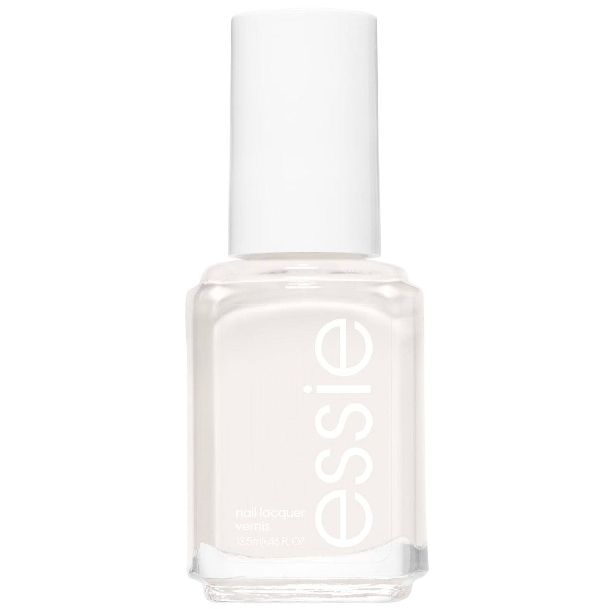 essie tuck it in my tux bottle closeup with glossy ivory finish for chic nails