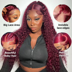 Estilar burgundy lace front wig with baby hair pre-plucked for natural growth illusion