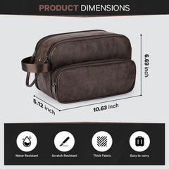 Estour Toiletry Bag with water-resistant PU leather exterior to keep contents dry
