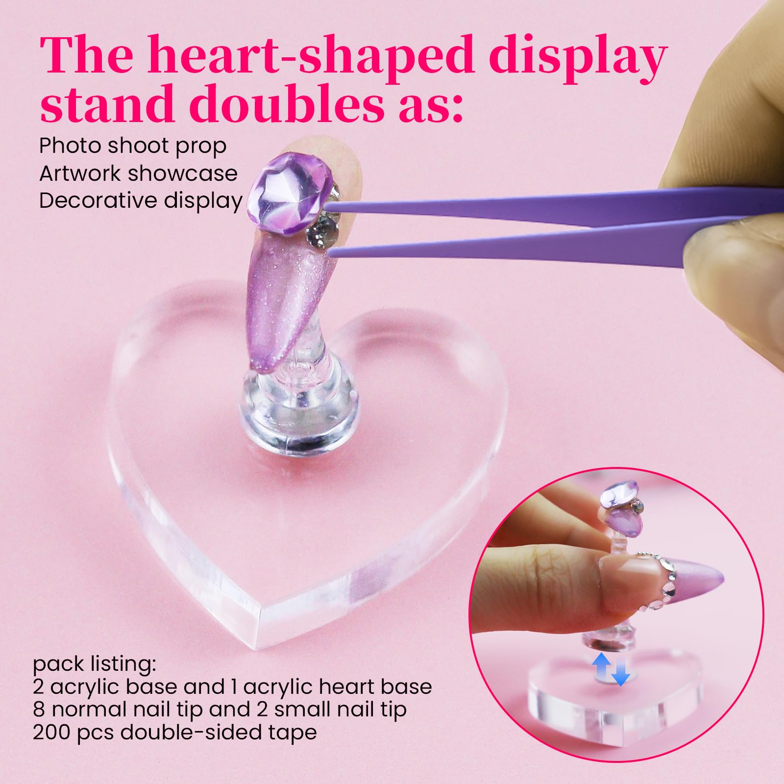 ESUOHYM double-sided tape pack enables quick, reusable nail adhesion for messy polish days.