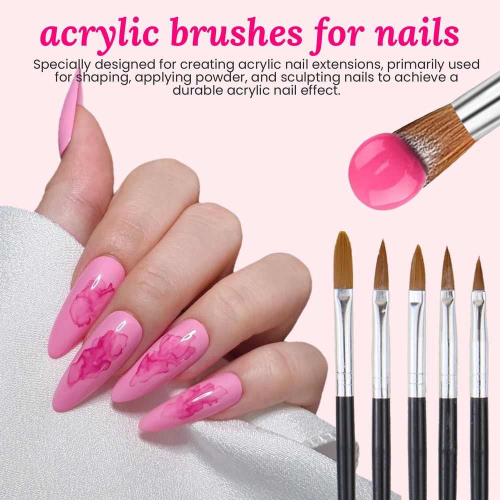 ESUOHYM acrylic powder brush set for easy powder pickup and even coverage.