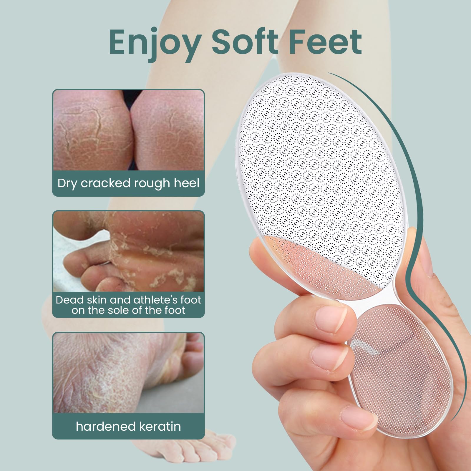 ESUOHYM Lima de pies de vidrio para viaje, tamaño compacto.