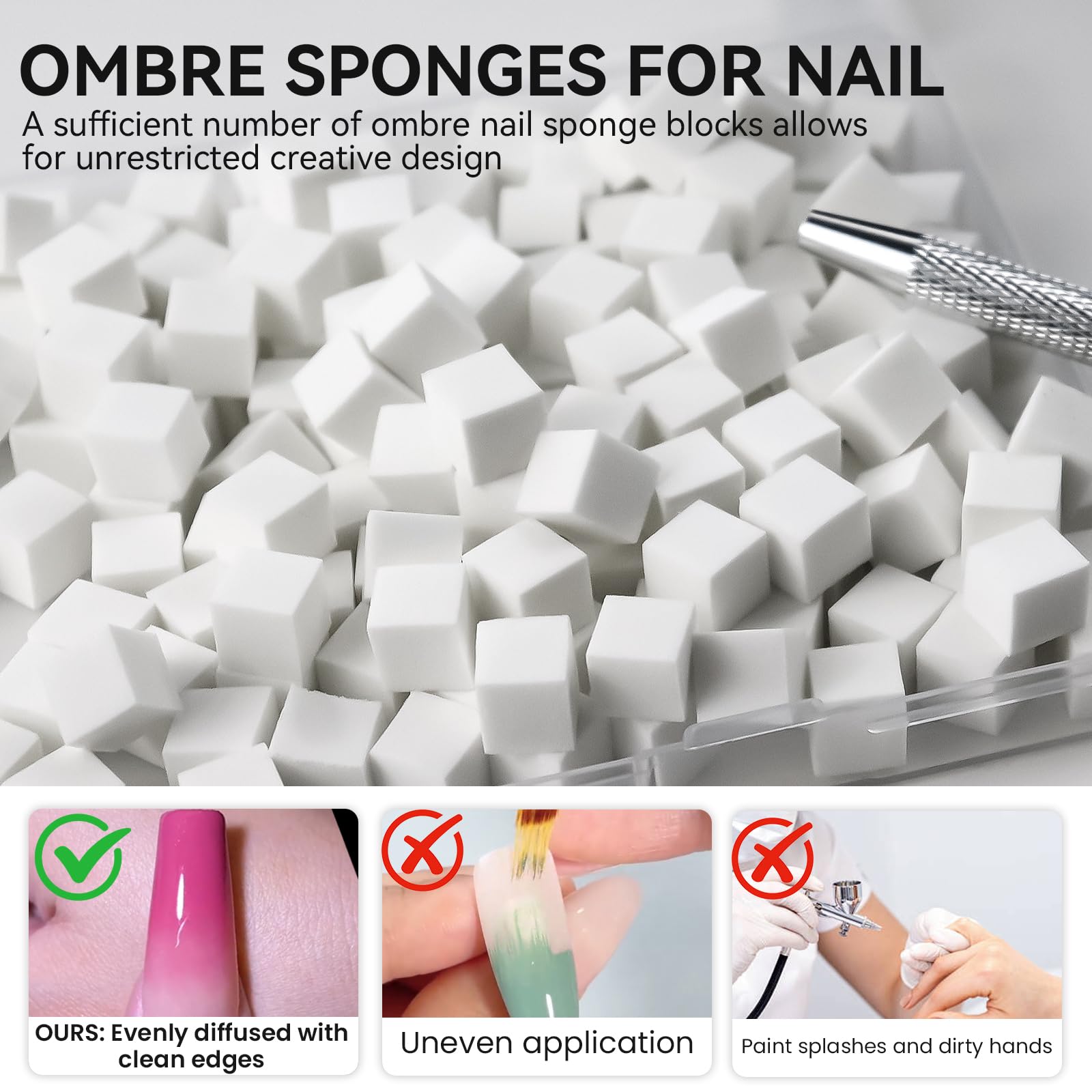 ESUOHYM mini sponge blending tool for compact gel ombre blends.