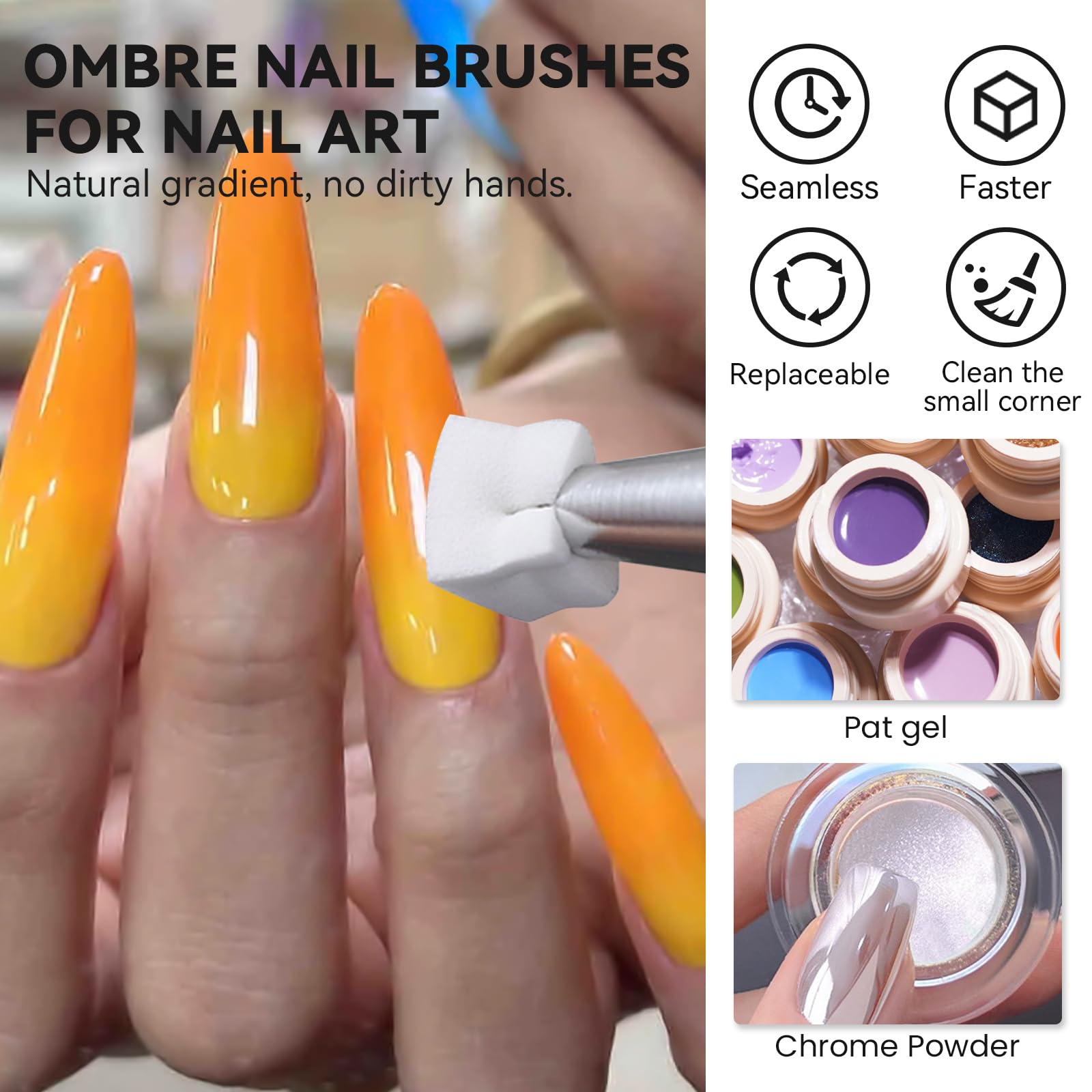 ESUOHYM nail-art sponges set enabling smooth gradients for designs.