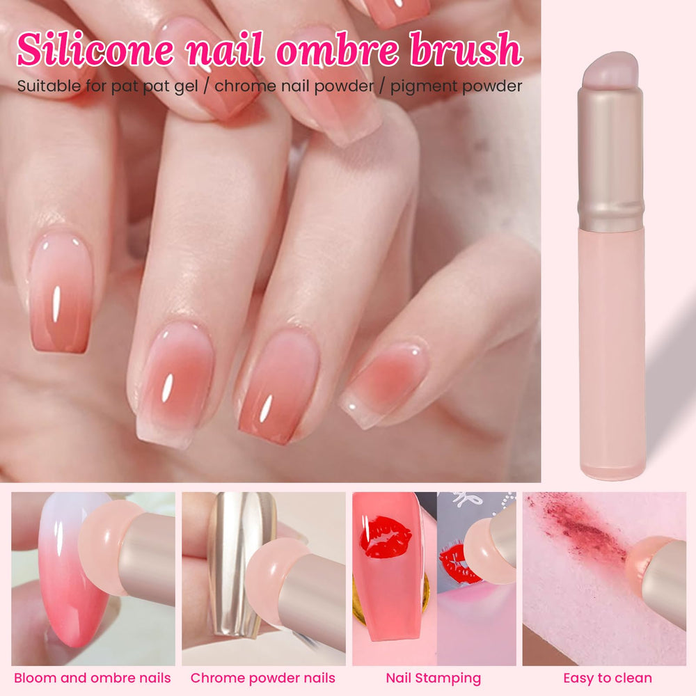 ESUOHYM ombre silicone brush showing gradient color blending on nails.