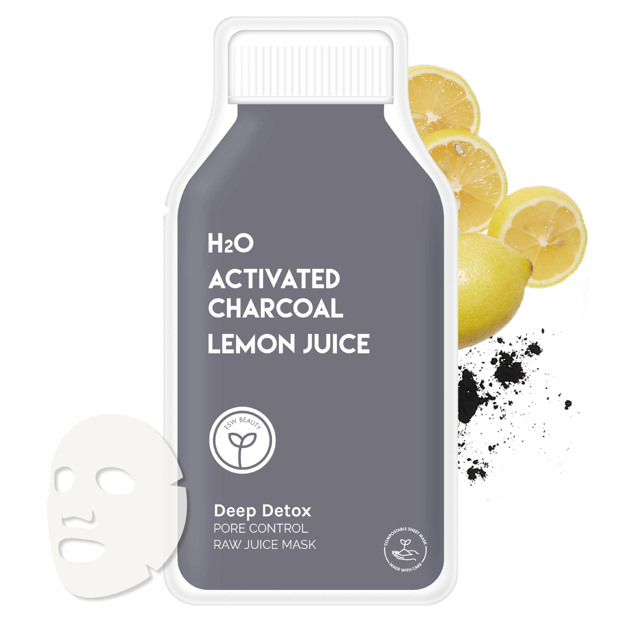 ESW Beauty Deep Detox charcoal application showing purifying effect for acne-prone skin.
