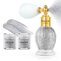 Etercycle Body Glitter Spray bottle close-up shows holographic shine for rave looks.