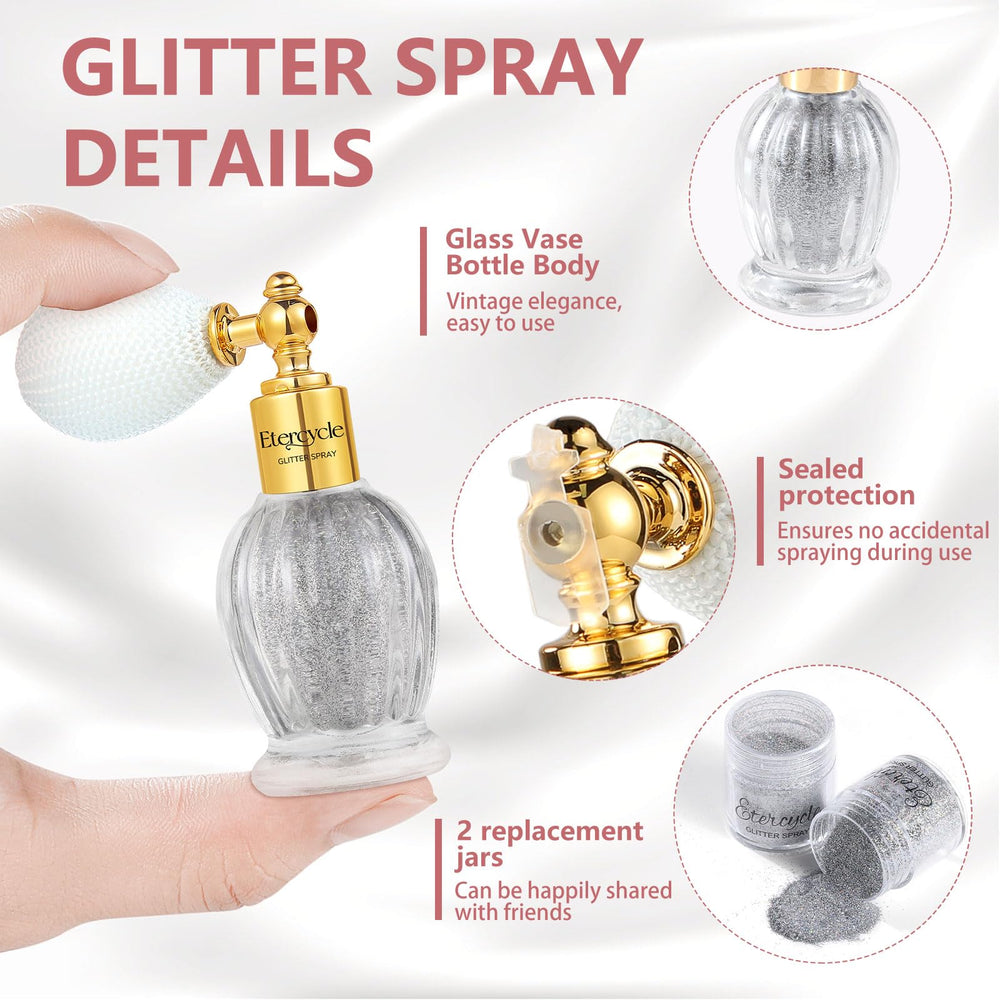 Etercycle Glitter on face and body demonstrates radiant glow for events.
