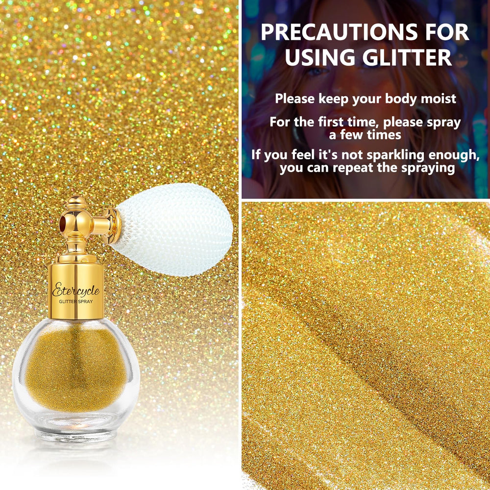 Etercycle fine glitter powder texture highlights ultra-fine sparkle on skin.