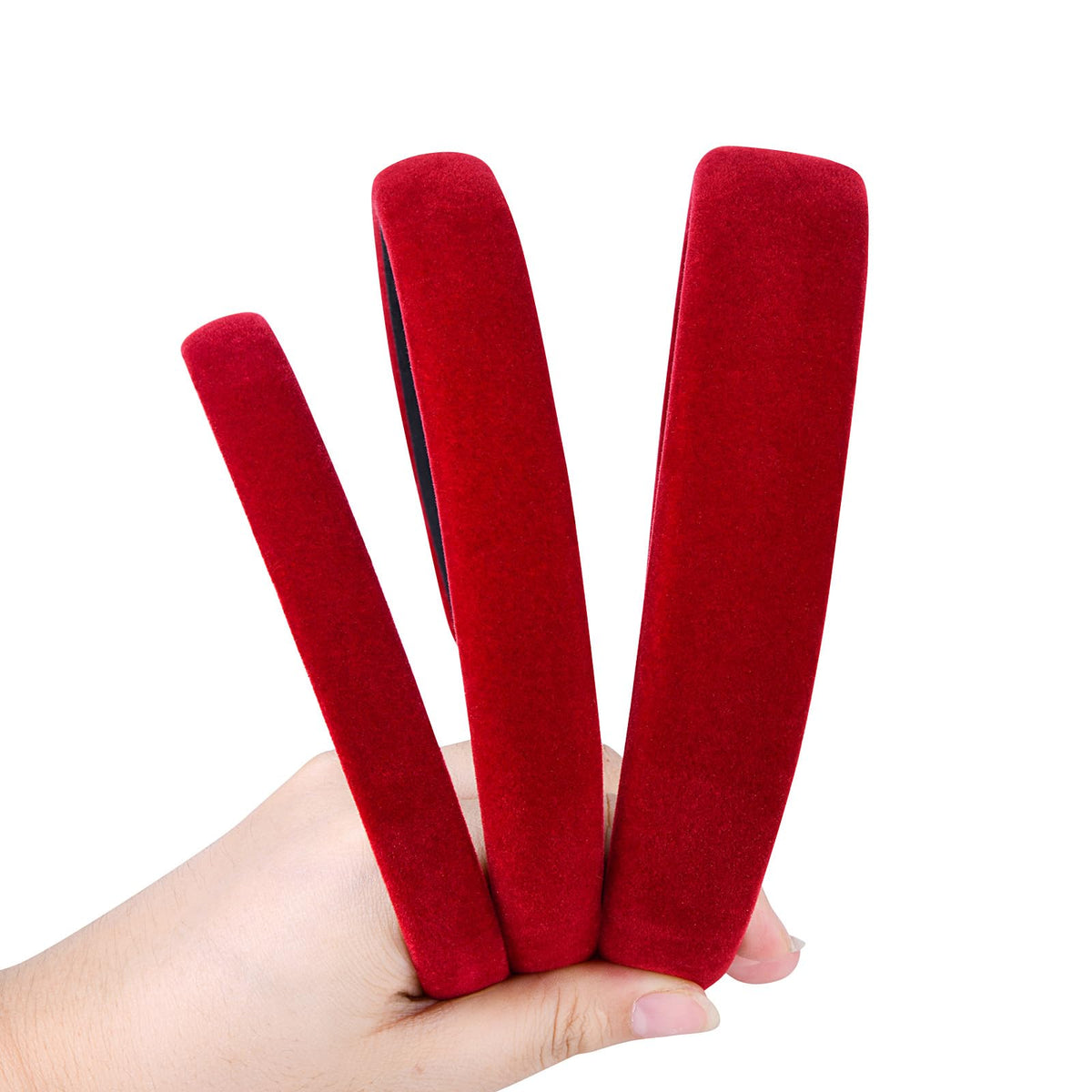 Etercycle red Christmas headband in velvet for festive styling.