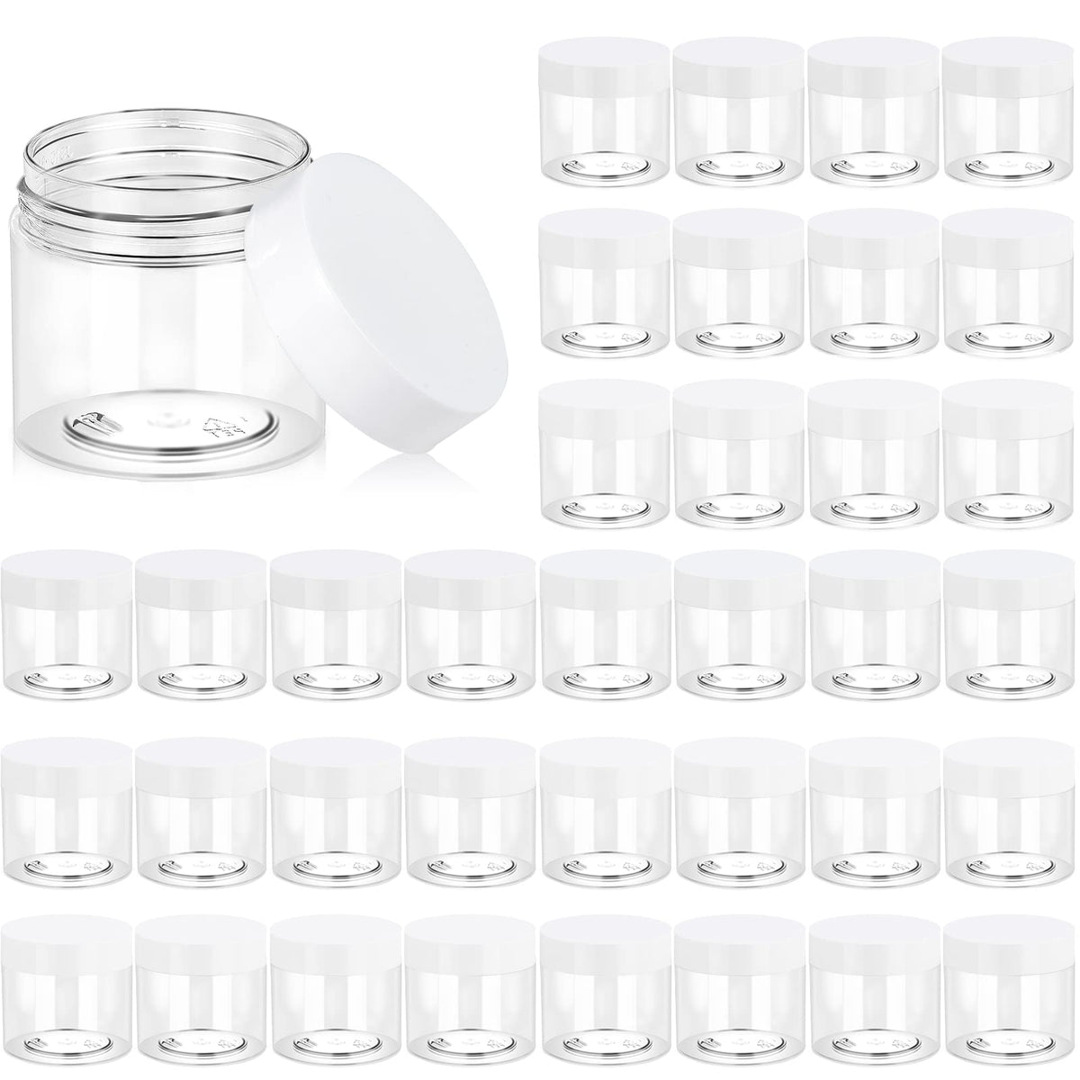 Eternal Moment 2oz clear jar with white lid for compact sample storage and display.